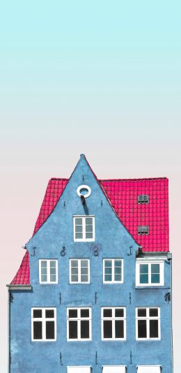 [2436x1125]建筑 房屋 屋顶 粉色 苹果手机壁纸图片