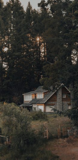 [2436x1125]建筑 房屋 树林 郊外 苹果手机壁纸图片
