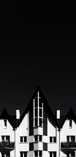 [2436x1125]建筑 房屋 黑白 简约 苹果手机壁纸图片