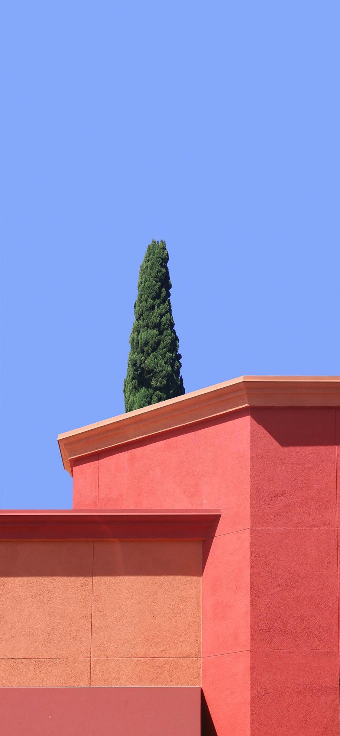 [2436×1125]建筑 树木 几何 色彩 简约 苹果手机壁纸图片