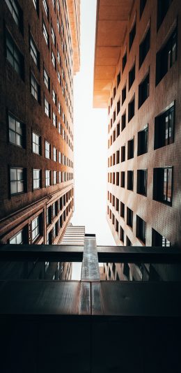 [2436x1125]建筑 楼房 仰视 窗户 苹果手机壁纸图片