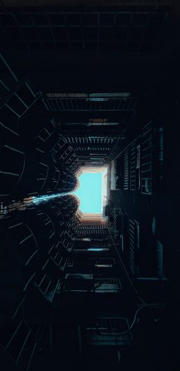 [2436x1125]建筑 楼房 仰视 高楼 天空 苹果手机壁纸图片