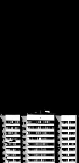 [2436x1125]建筑 楼房 排列 黑白 苹果手机壁纸图片