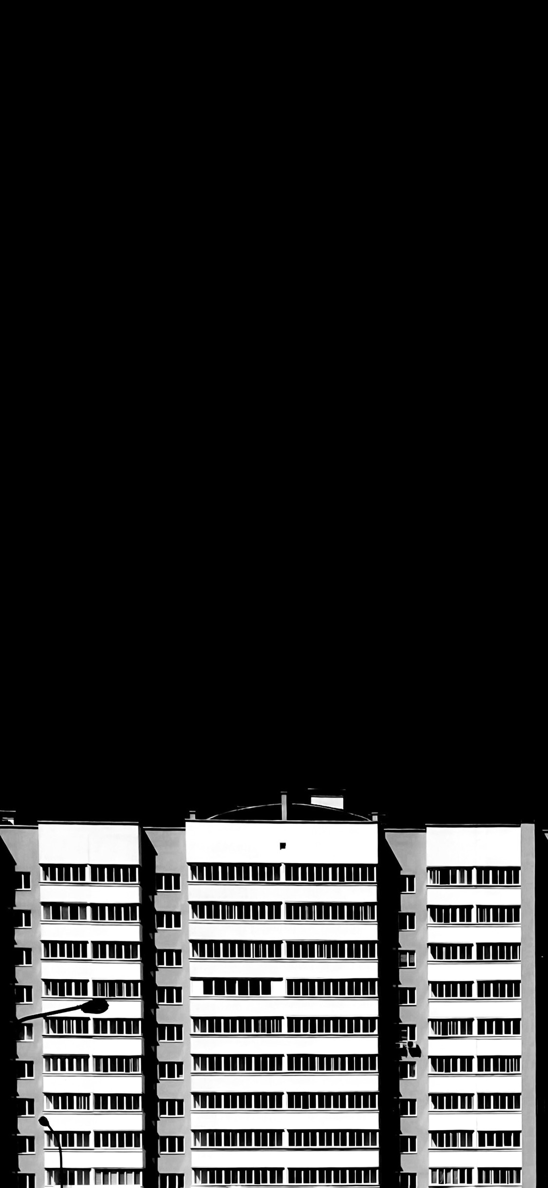 [2436×1125]建筑 楼房 排列 黑白 苹果手机壁纸图片