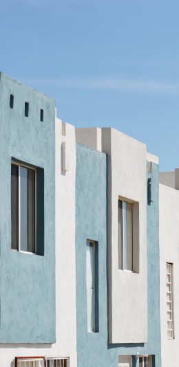 [2436x1125]建筑 楼房 蓝白 排列 苹果手机壁纸图片