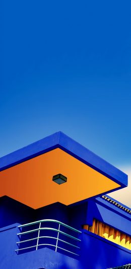 [2436x1125]建筑 楼房 蓝色 四方 苹果手机壁纸图片