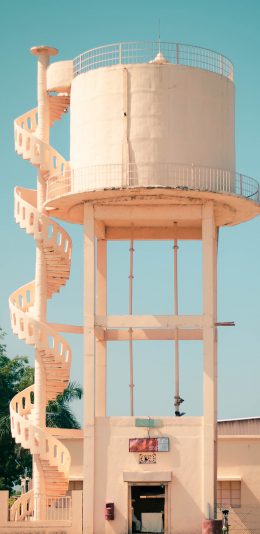 [2436x1125]建筑 楼梯 旋转 设计 苹果手机壁纸图片