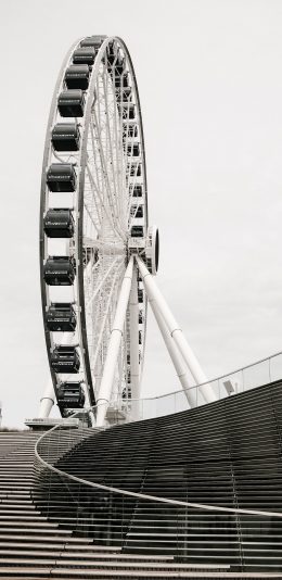 [2436x1125]建筑 游乐设施 摩天轮 黑白 苹果手机壁纸图片