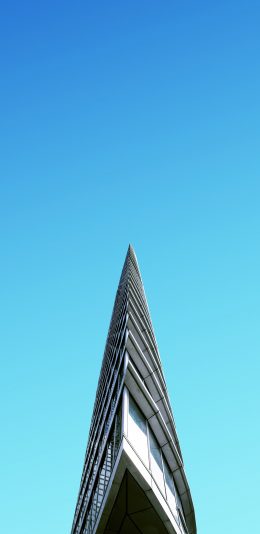 [2436x1125]建筑 现代 楼房 渐变 蓝色 尖锐 苹果手机壁纸图片