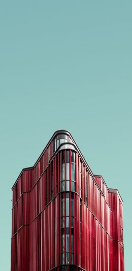 [2436x1125]建筑 现代 线条 楼房 红色 苹果手机壁纸图片