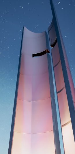 [2436x1125]建筑 现代 高楼大厦 蓝色 苹果手机壁纸图片