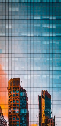 [2436x1125]建筑 玻璃幕墙 城市 现代 高楼大厦 苹果手机壁纸图片