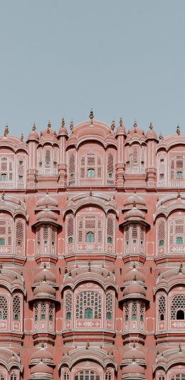 [2436x1125]建筑 粉色 窗户 楼房 苹果手机壁纸图片