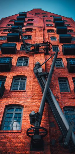 [2436x1125]建筑 红砖墙 结构 房屋 楼梯 苹果手机壁纸图片