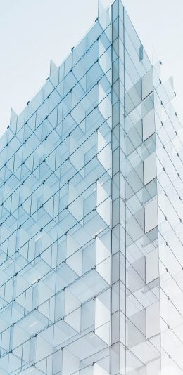 [2436x1125]建筑 蓝色 玻璃 渐变 现代 苹果手机壁纸图片