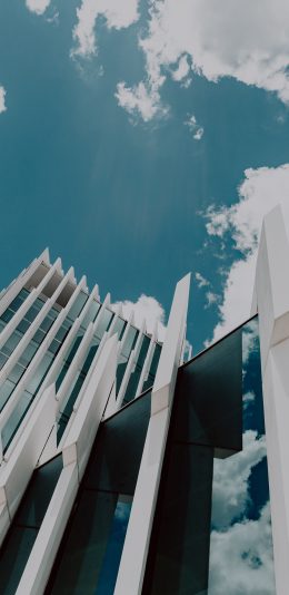 [2436x1125]建筑 蓝色 蓝天白云 现代 苹果手机壁纸图片