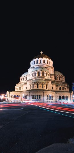 [2436x1125]建筑 街道 夜晚 灯光 异域 城堡 苹果手机壁纸图片