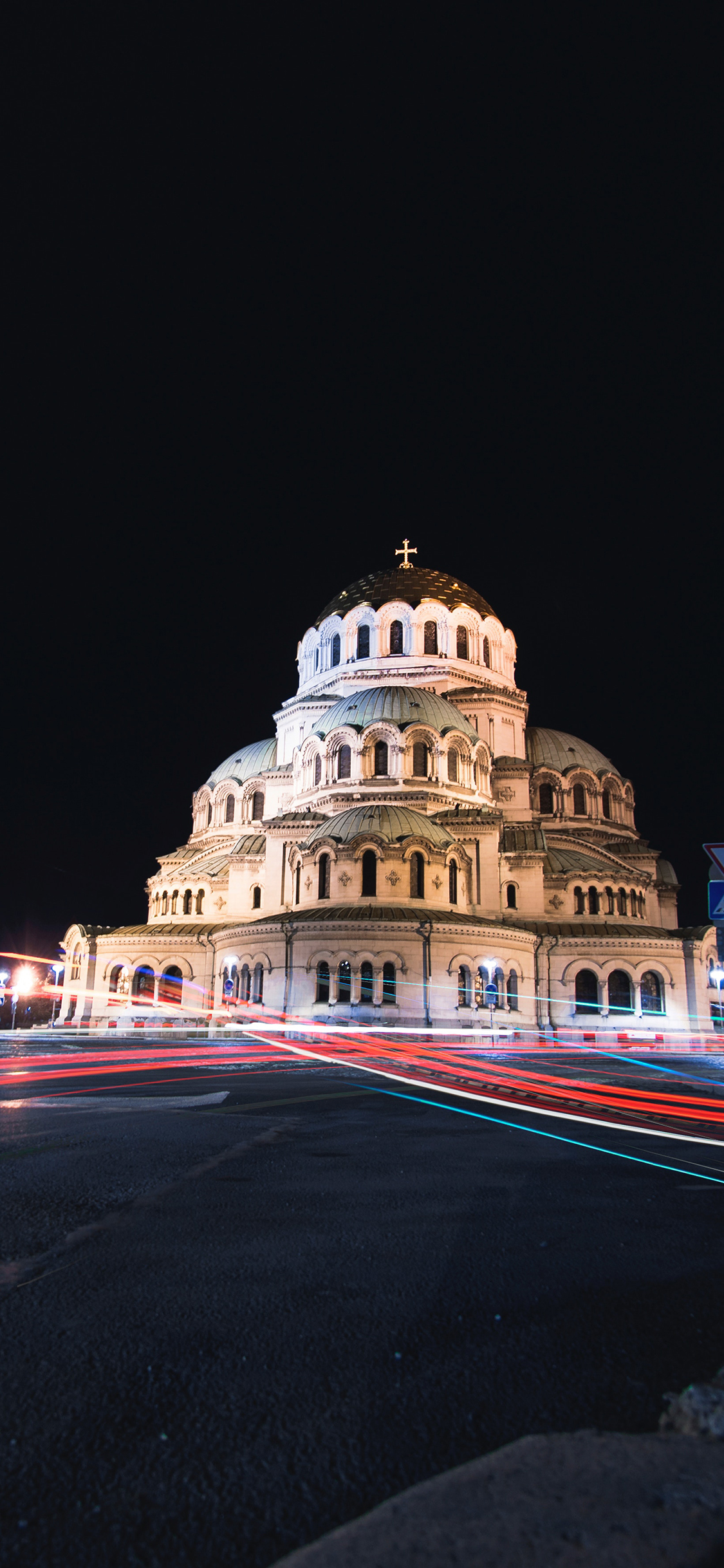 [2436×1125]建筑 街道 夜晚 灯光 异域 城堡 苹果手机壁纸图片