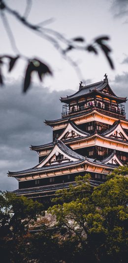 [2436x1125]建筑 设计 塔楼 树木 苹果手机壁纸图片