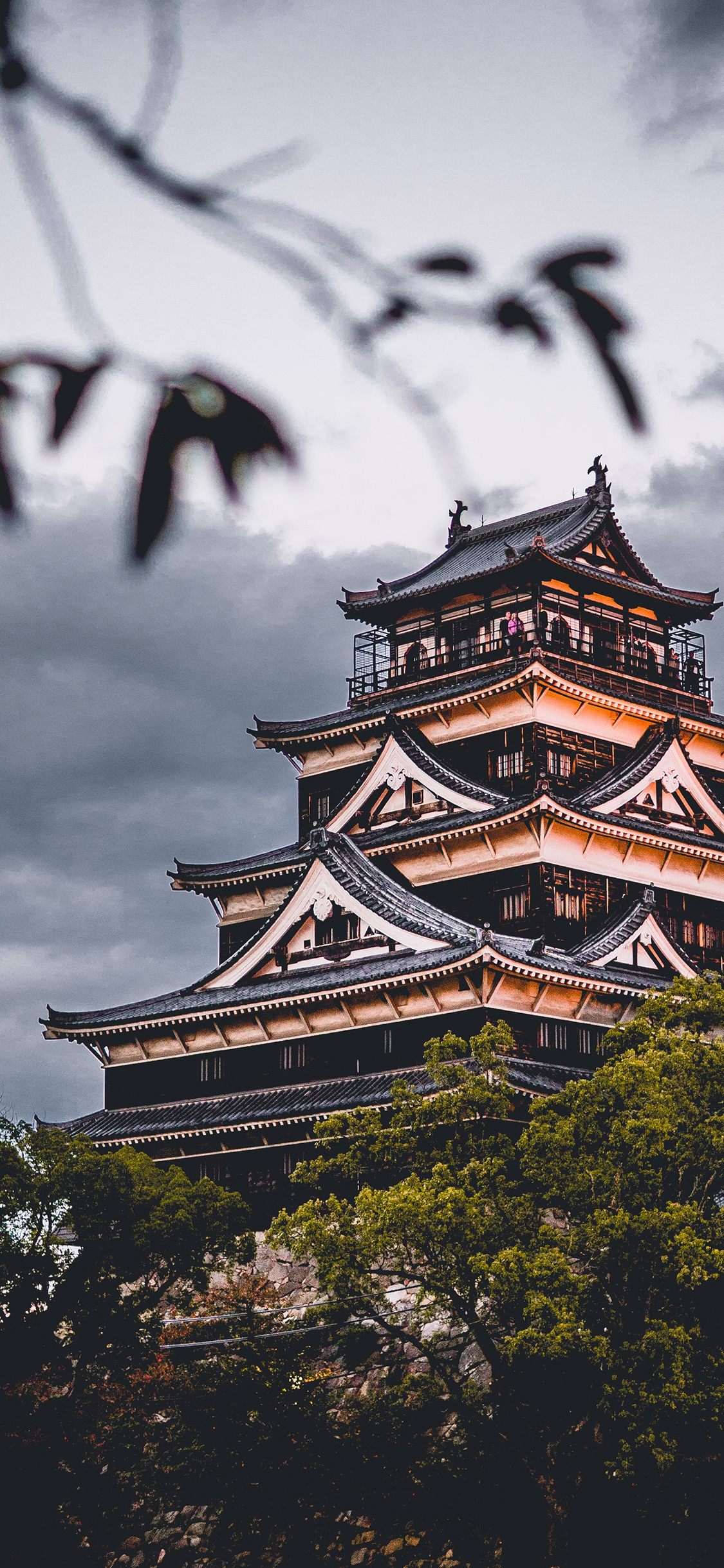 [2436×1125]建筑 设计 塔楼 树木 苹果手机壁纸图片