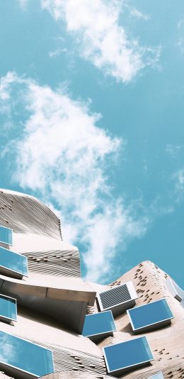 [2436x1125]建筑 设计 现代 窗 天空 蓝天白云 玻璃 苹果手机壁纸图片