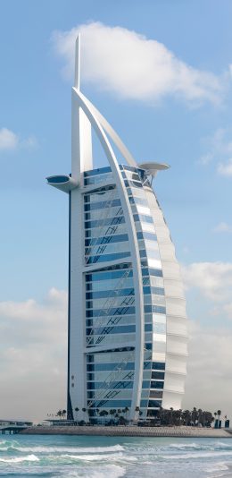 [2436x1125]建筑 迪拜 标志性 帆船酒店 海岸 苹果手机壁纸图片