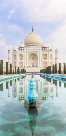 [2436x1125]建筑 陵墓 泰姬陵 水池 苹果手机壁纸图片