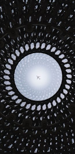 [2436x1125]建筑 飞机 设计 镂空 苹果手机壁纸图片