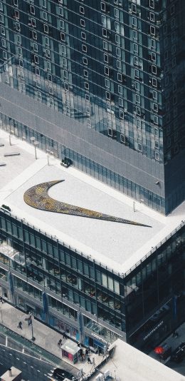 [2436x1125]建筑 高楼 Nike 品牌logo 苹果手机壁纸图片