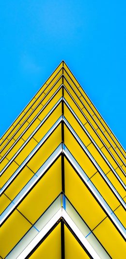 [2436x1125]建筑 高楼 三角 黄色 苹果手机壁纸图片