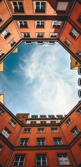 [2436x1125]建筑 高楼 六边形 天空 苹果手机壁纸图片