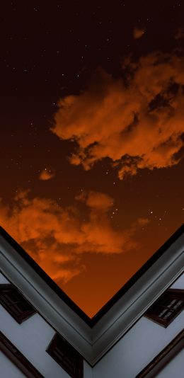 [2436x1125]建筑 高楼 天空 星空夜景 苹果手机壁纸图片