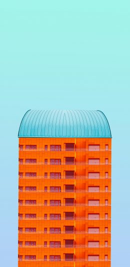 [2436x1125]建筑 高楼 橙色 设计 苹果手机壁纸图片
