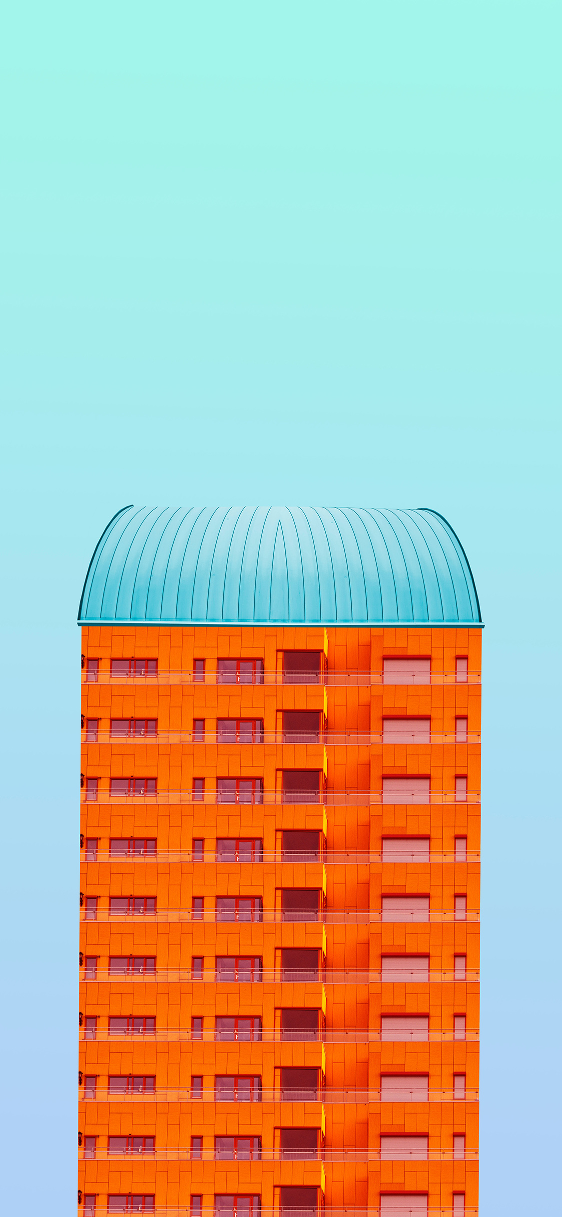 [2436×1125]建筑 高楼 橙色 设计 苹果手机壁纸图片