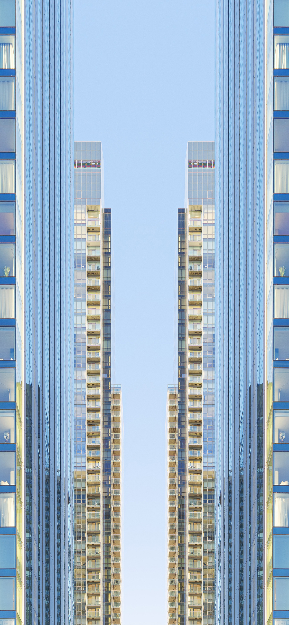 [2436×1125]建筑 高楼大厦 写字楼 蓝色 苹果手机壁纸图片