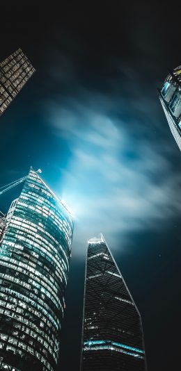 [2436x1125]建筑高楼大厦 夜晚 灯光 苹果手机壁纸图片