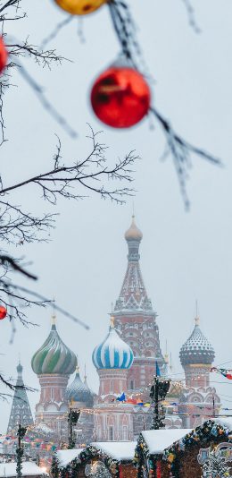 [2436x1125]异国风情 建筑 雪地 冬季 苹果手机壁纸图片