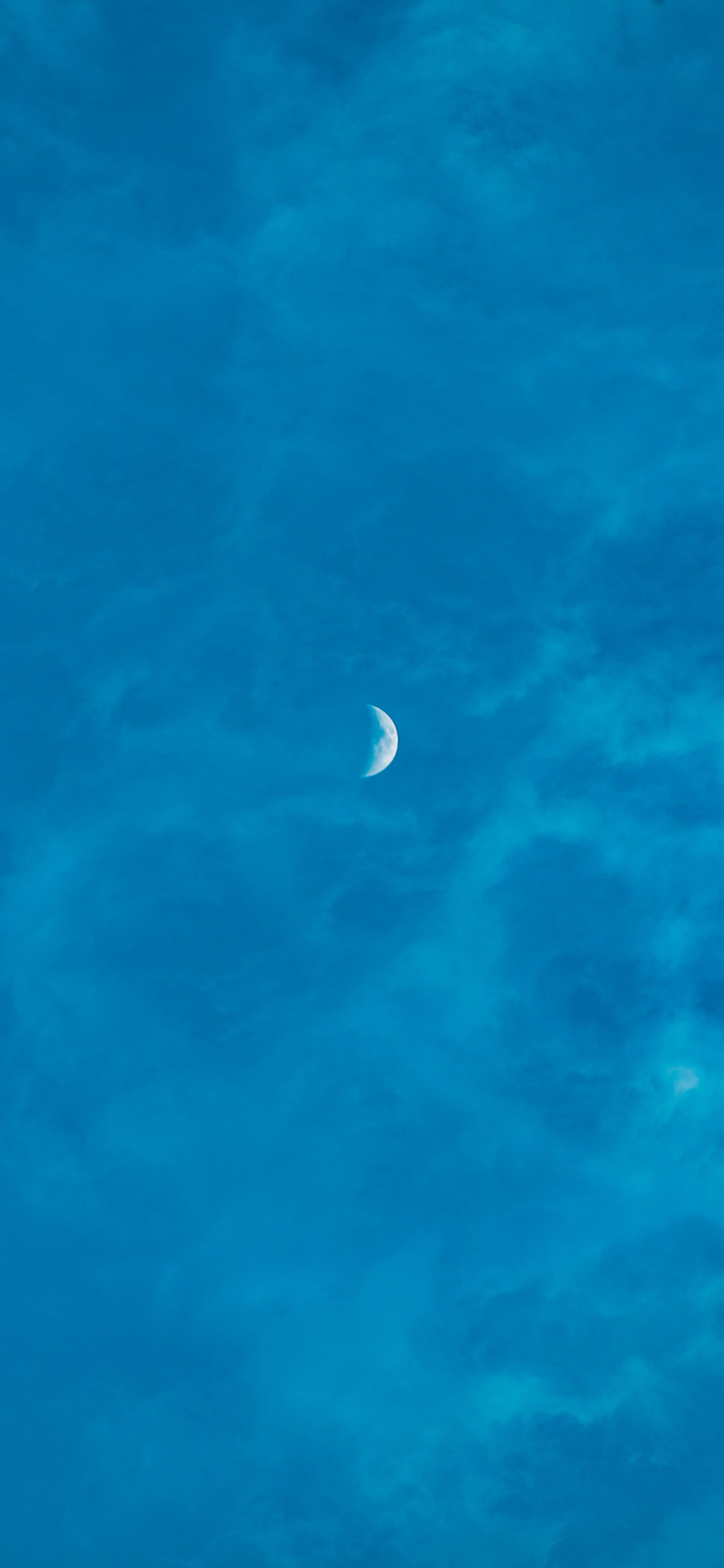 [2436×1125]弯月 月亮 天空 悬挂 蔚蓝 苹果手机壁纸图片