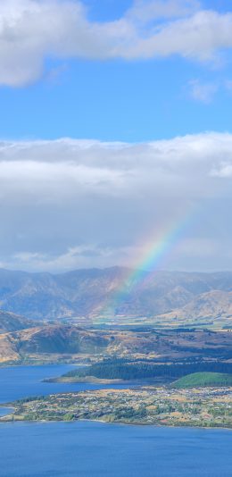 [2436x1125]彩虹 平原 太空 湖水 大自然 苹果手机壁纸图片