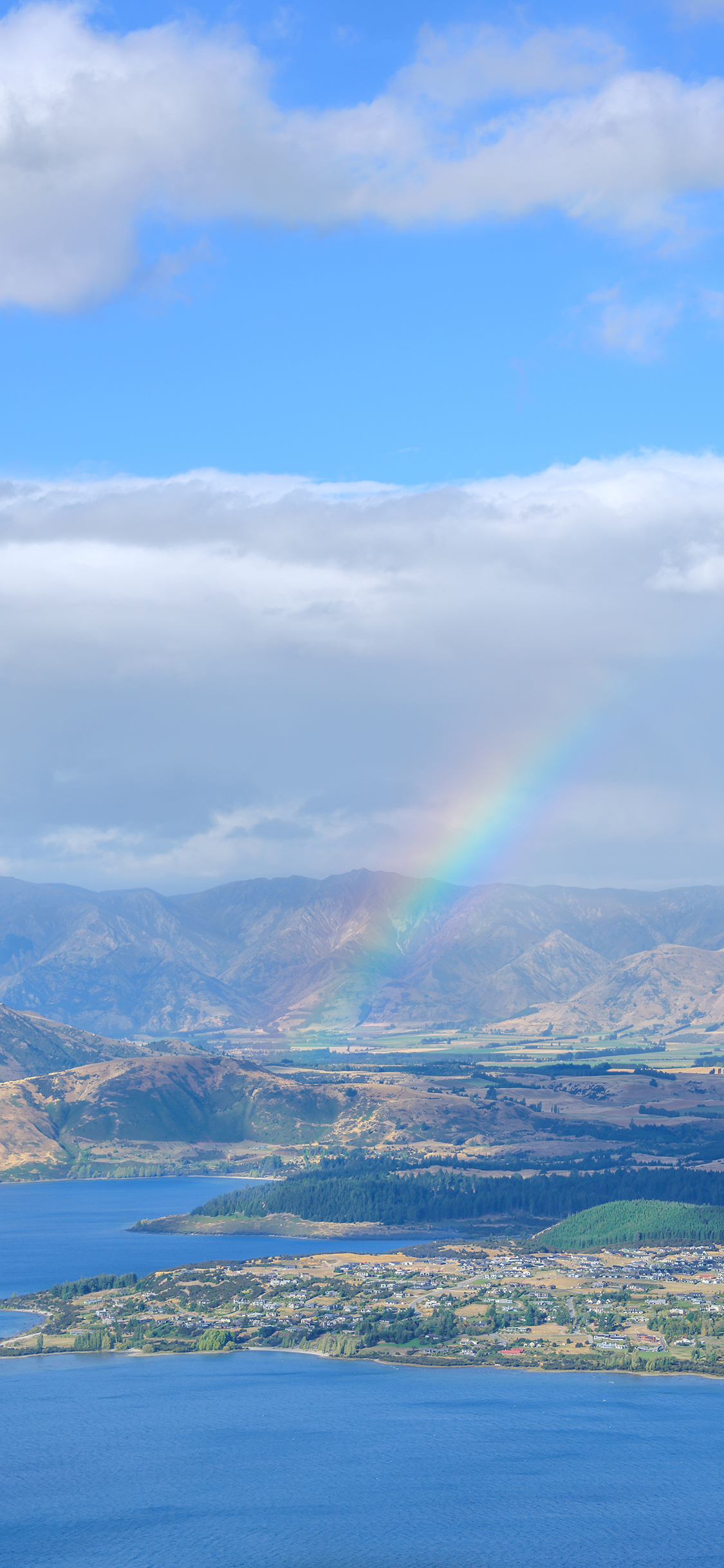 [2436×1125]彩虹 平原 太空 湖水 大自然 苹果手机壁纸图片