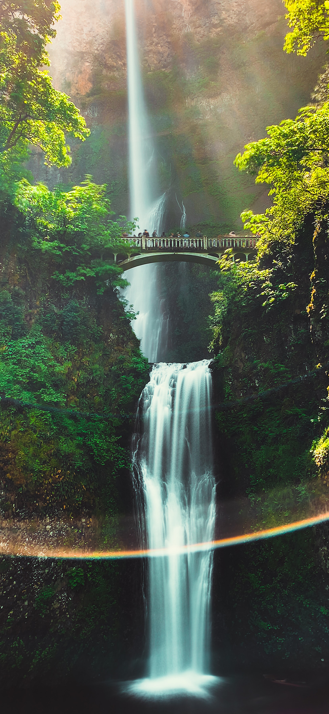 [2436×1125]彩虹 瀑布 寿司 野外 苹果手机壁纸图片