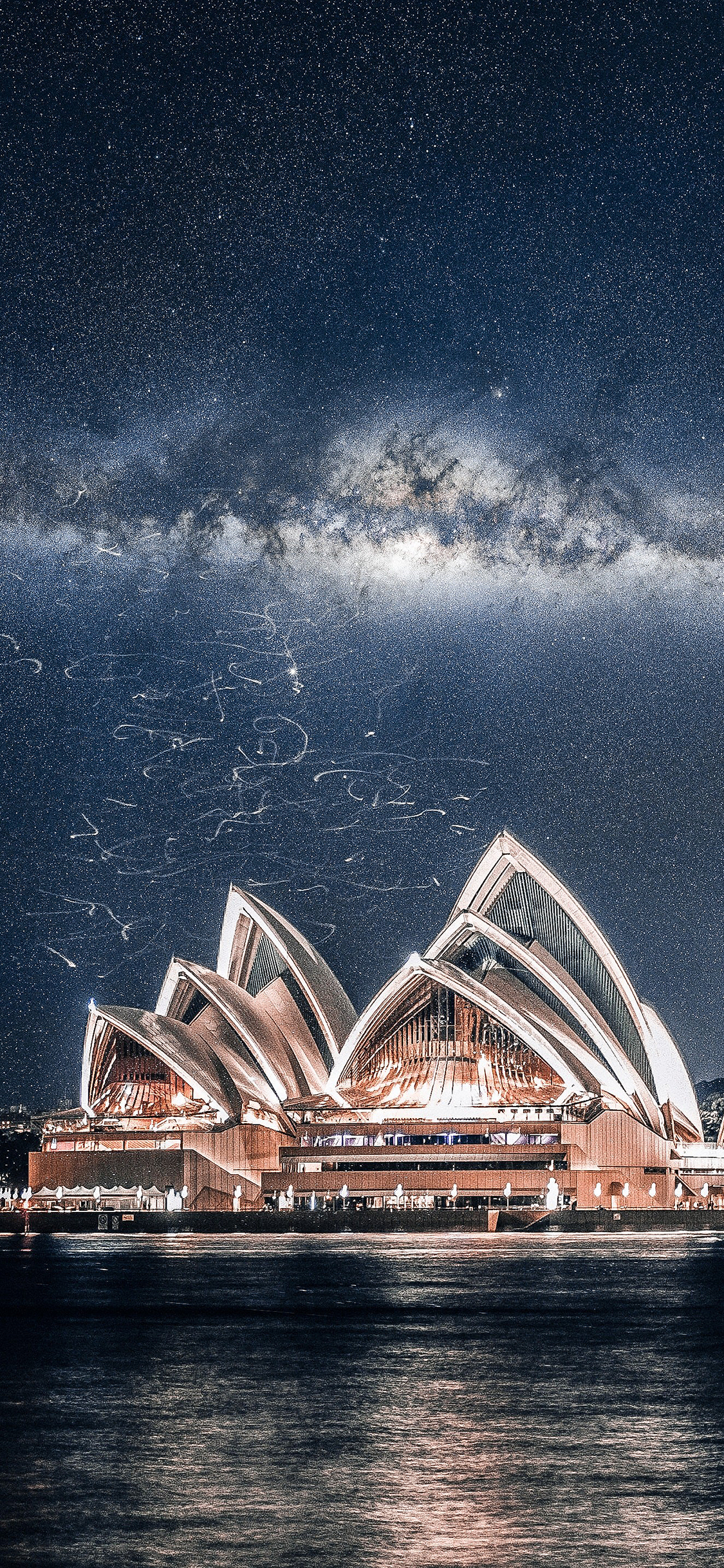 [2436×1125]悉尼歌剧院 夜晚 灯光 建筑 苹果手机壁纸图片