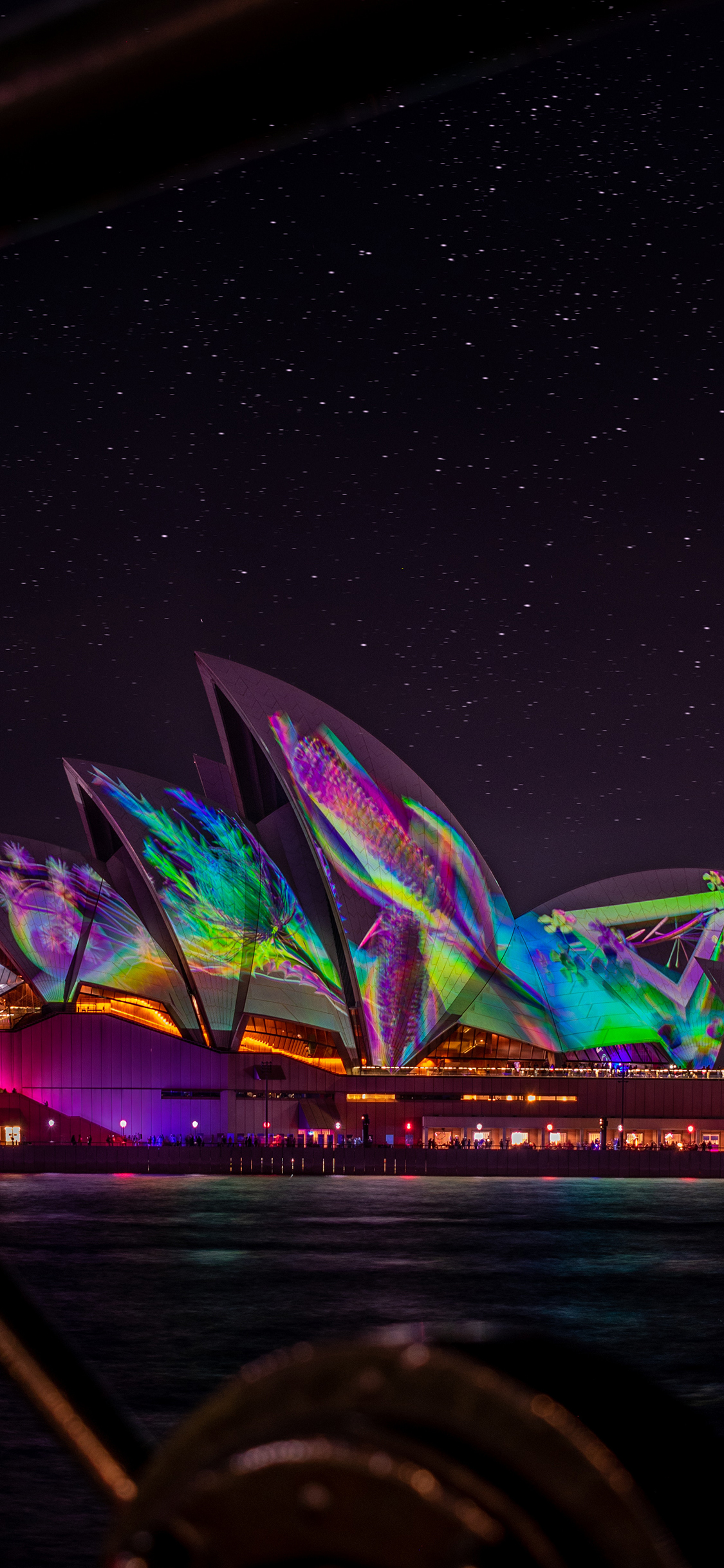 [2436×1125]悉尼歌剧院 建筑 地标 夜景 苹果手机壁纸图片