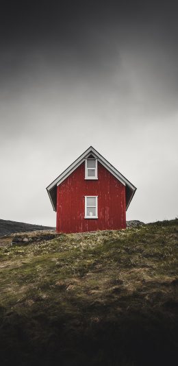 [2436x1125]房屋 丘陵 阴天 独栋 苹果手机壁纸图片