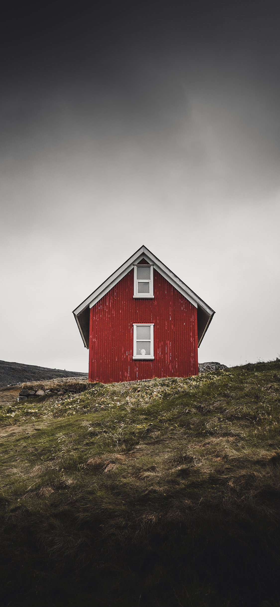 [2436×1125]房屋 丘陵 阴天 独栋 苹果手机壁纸图片