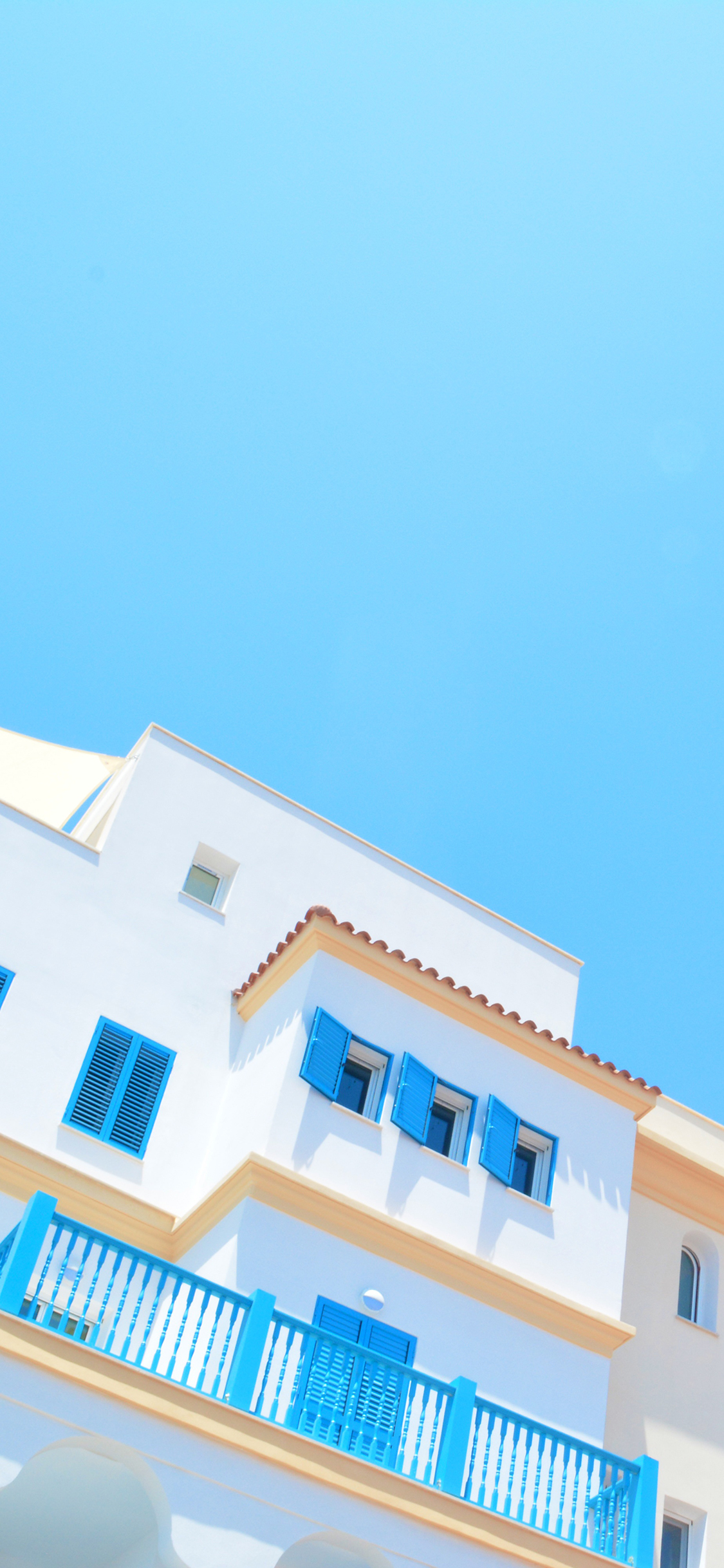 [2436×1125]房屋 建筑 蓝色 小清新 苹果手机壁纸图片