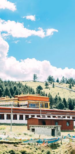 [2436x1125]房屋 藏族 少数民族 草原 苹果手机壁纸图片