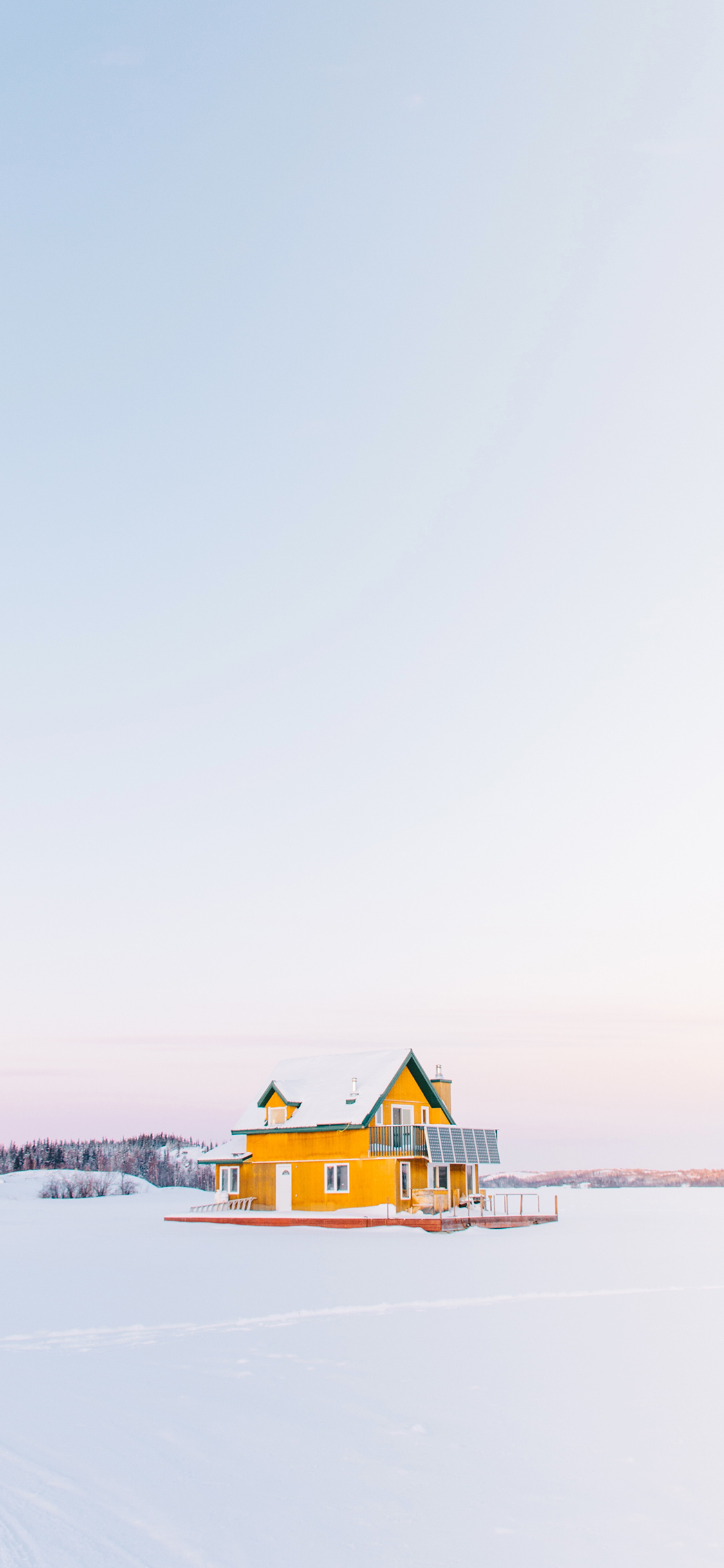 [2436×1125]房屋 雪季 白雪皑皑 苹果手机壁纸图片