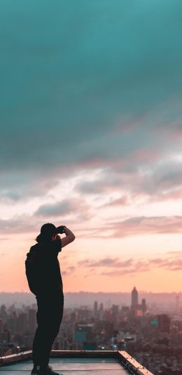 [2436x1125]摄影 楼顶 城市 日落 建筑 苹果手机壁纸图片