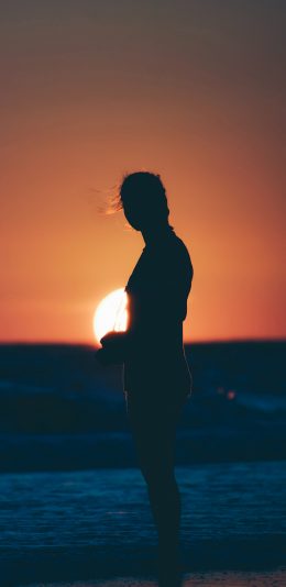 [2436x1125]摄影师 大海 落日 夕阳 苹果手机壁纸图片